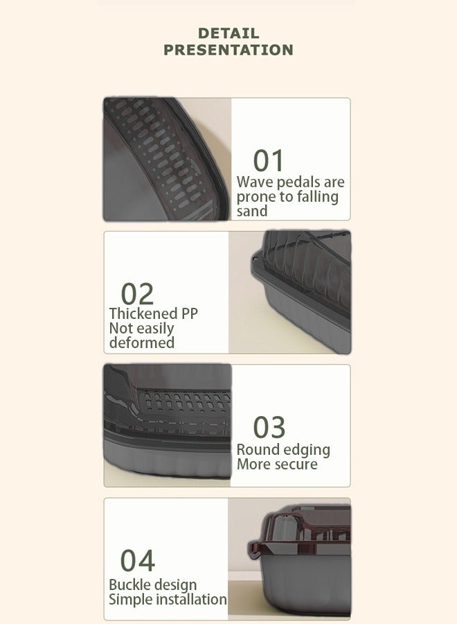 Cat Litter Box，Semi-Enclosed Sifting Litter Box Cat Litter Box, Small Cats, Universal Litter Boxes, Pet Supplies，A Litter Box That Can Hold 12l Of Cat Litter,Equipped With A Cat Litter Scoop And A Cat Shaped Hollow Pedal To Prevent Sand From Coming Out Of The Basin,Thickened Cat Litter Box For Kittens(Dark Gray) - Image 3